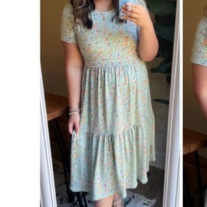 The Skirt Lady Boutique Customizable Sage Floral Nursing Dress MIDI Length XL